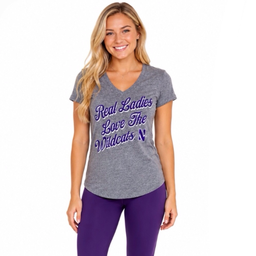 Northwestern Womens Juniors T Shirt XS 0/1 Real Ladies Love the Wildcats